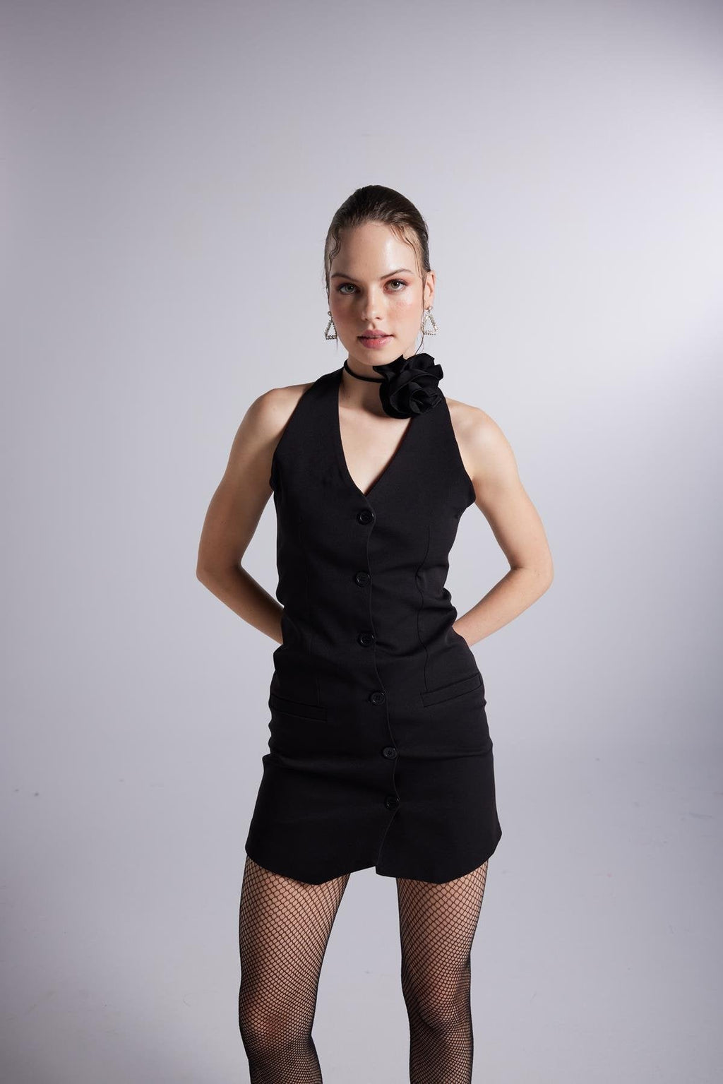 Becca Black Rose Accessorized Mini Dress-0